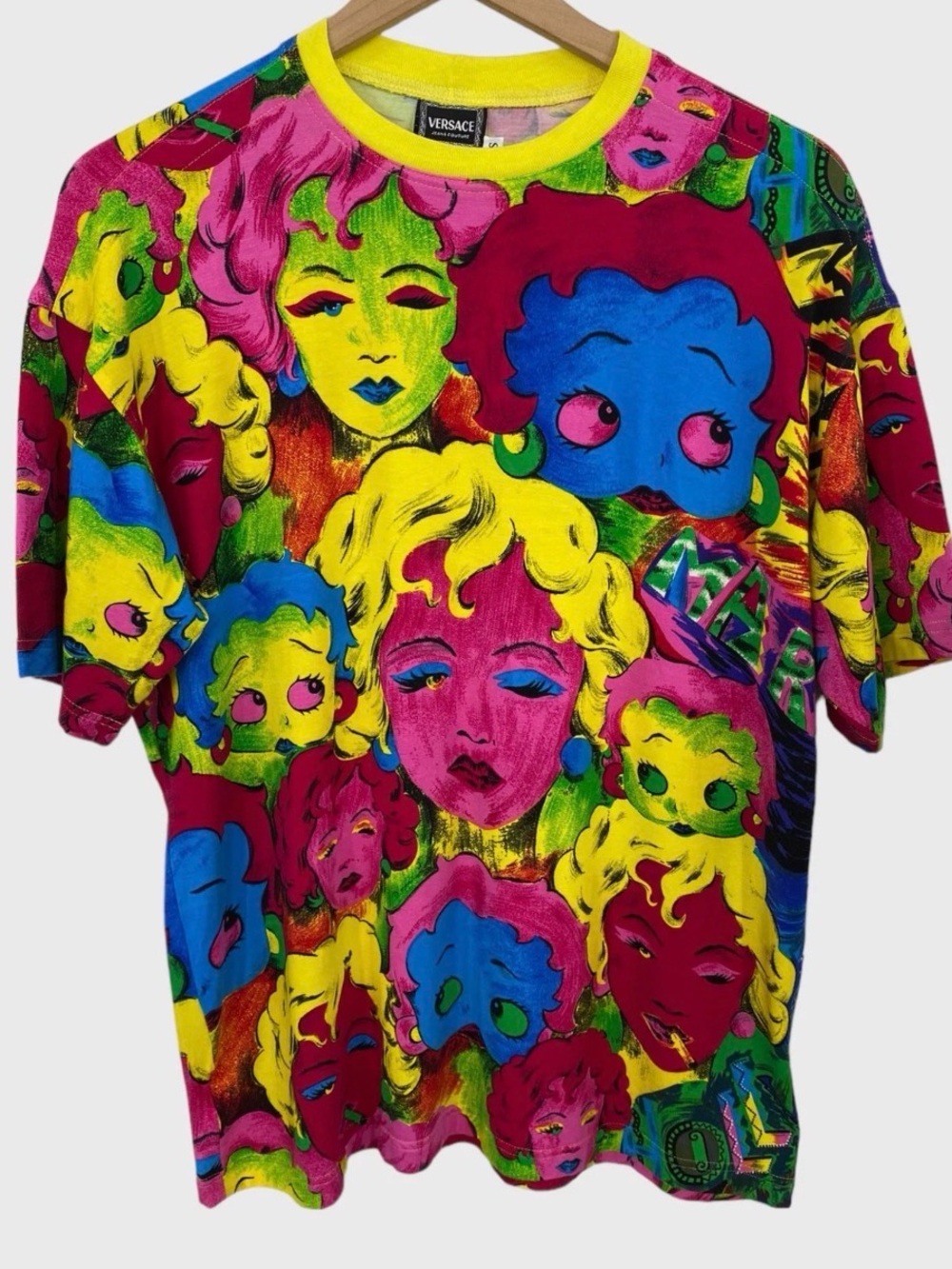 Vintage 1991 Versace Jeans Couture Multicolor Madonna Betty Boop Marilyn T Shirt